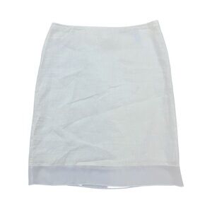 Mexx White‎ Linen Pencil Skirt Knee-Length with Chiffon Hem Trim